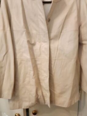 Chico's Cream Lightweight Leather Coat